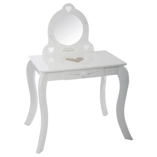 Sminkbord med pall - Barn - Vit 50,5 cm - AC-DÉCO - Sovrumsmöbler - Trä - 1 låda