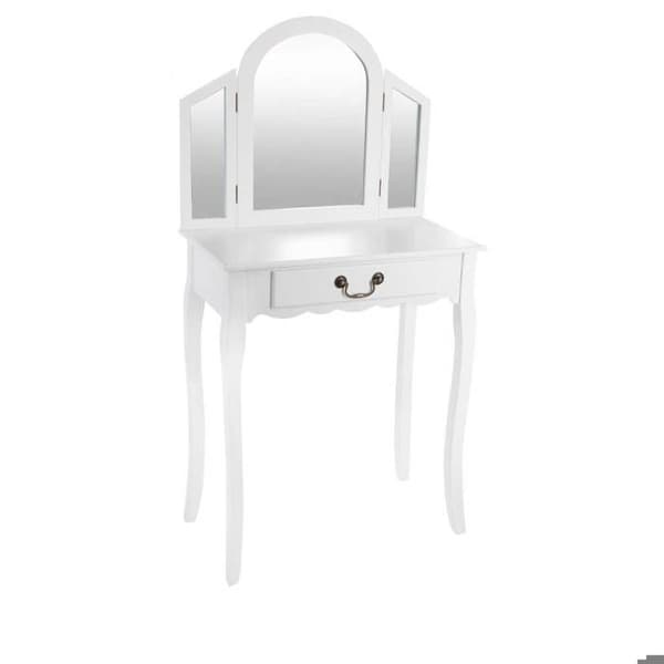 Sminkbord - AC-DÉCO - Aurell - Vit - 1 låda - 3 speglar