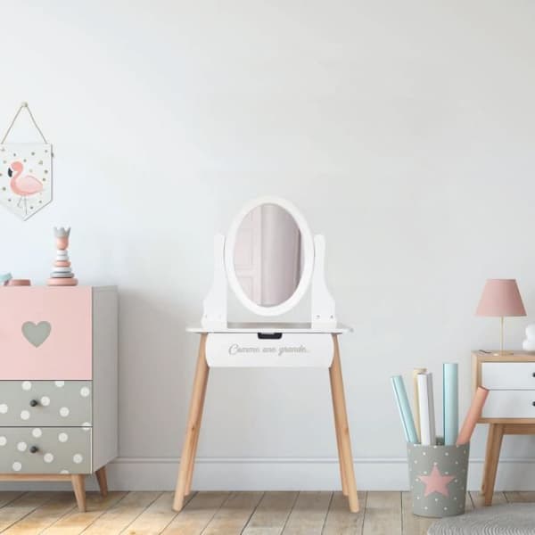 Sminkbord i trä - Louise - Vit - L 30 x H 108,5 cm - Bord & skrivbord - AC-DÉCO