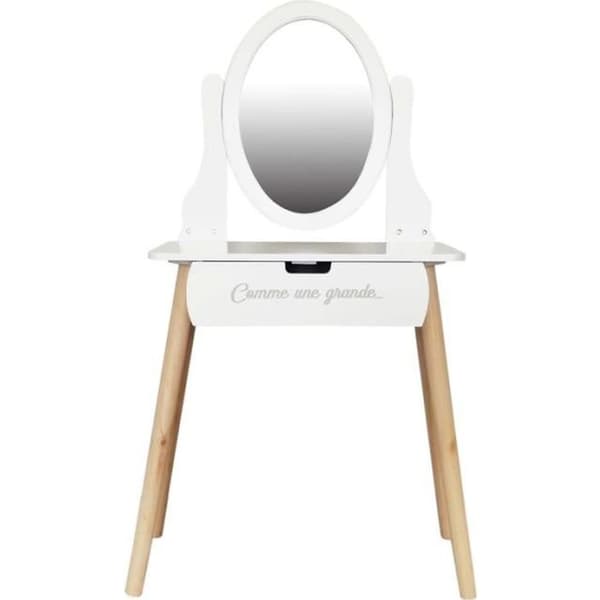 Sminkbord i trä - Louise - Vit - L 30 x H 108,5 cm - Bord &amp; skrivbord - AC-DÉCO