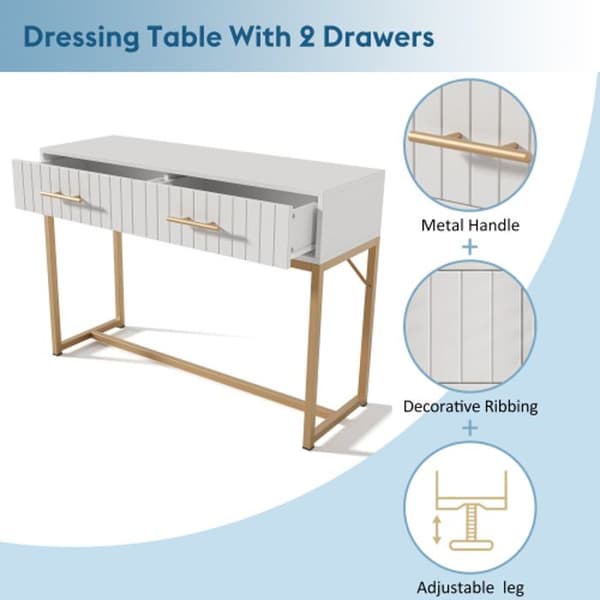 Frisör med 2 lådor, höjd 75 cm, vit -H75/B100/T45 cm