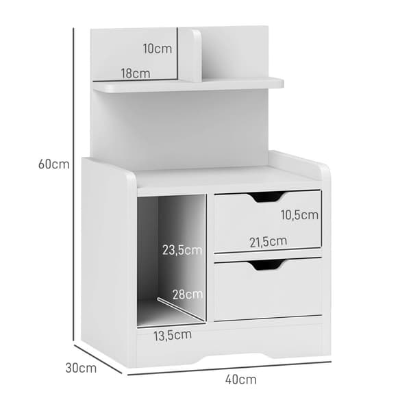 Rootz Bedside Table - Nightbord - Storage Organizer - Elegant Design - 40 cm x 30 cm x 60 cm