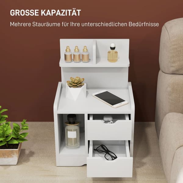 Rootz Bedside Table - Nightbord - Storage Organizer - Elegant Design - 40 cm x 30 cm x 60 cm