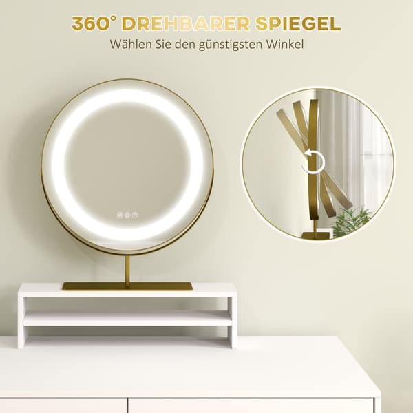 Rootz Cosmetic Table - Dressing Vanity - Makeup Desk - 360 ° Mirror LED - 100 cm x 50 cm x 137,5 cm - Stylsk & mångsidig design