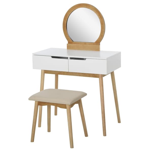 Rootz Coiffeuse Design Scandinave -pöytä - Vanity Desk - Beauty Station - High Comfort Stool - 80x40x125cm pukupöytä, 44.5x36.5x45cm jakkara