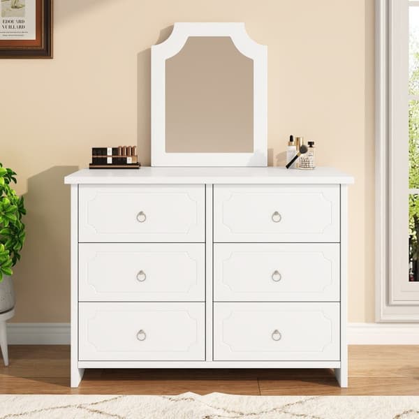Rootz Mirror Cabinet Chest of skuffer - 6 skuffe kommode - soveværelse opbevaring - stille svævefly - 100 × 50 × 132 cm