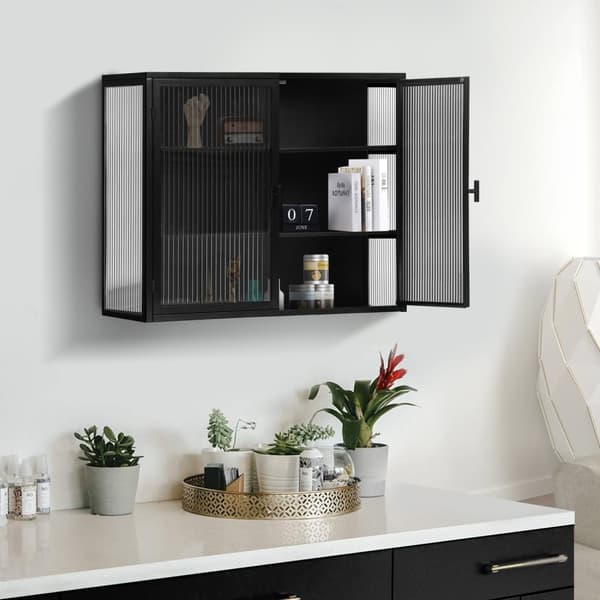 Rootz Modern Wall -kaappi - säilytyskaappi - näyttöhylly - tyylikäs karkaistu lasi - 70 cm x 23 cm x 60cm