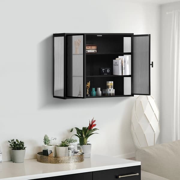 Rootz Modern Wall -kaappi - säilytyskaappi - näyttöhylly - tyylikäs karkaistu lasi - 70 cm x 23 cm x 60cm