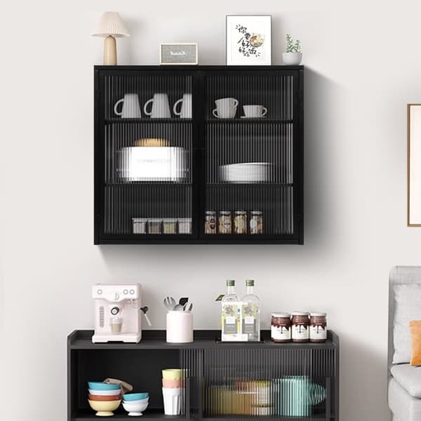Rootz Modern Wall -kaappi - säilytyskaappi - näyttöhylly - tyylikäs karkaistu lasi - 70 cm x 23 cm x 60cm