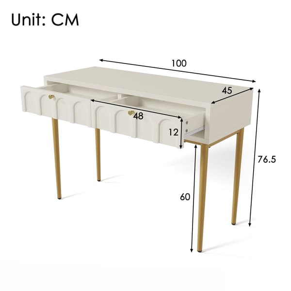 ROTZ Sideboard & toalettbord - Kosmetiskt bord - Vanity Desk - Rymliga lådor - 100x76,5x45 cm Cream White