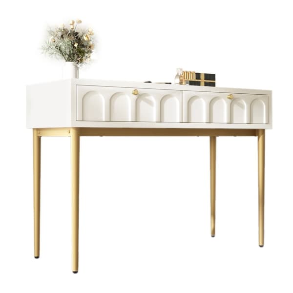 ROTZ Sideboard & toalettbord - Kosmetiskt bord - Vanity Desk - Rymliga lådor - 100x76,5x45 cm Cream White