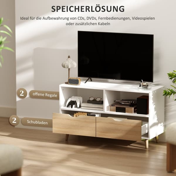 Rootz TV -skåp - TV -bröstkorg - Mediekonsol - Hållbar och snygg - 99 cm x 39 cm x 58 cm - vit