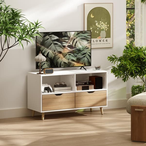 Rootz TV -skåp - TV -bröstkorg - Mediekonsol - Hållbar och snygg - 99 cm x 39 cm x 58 cm - vit
