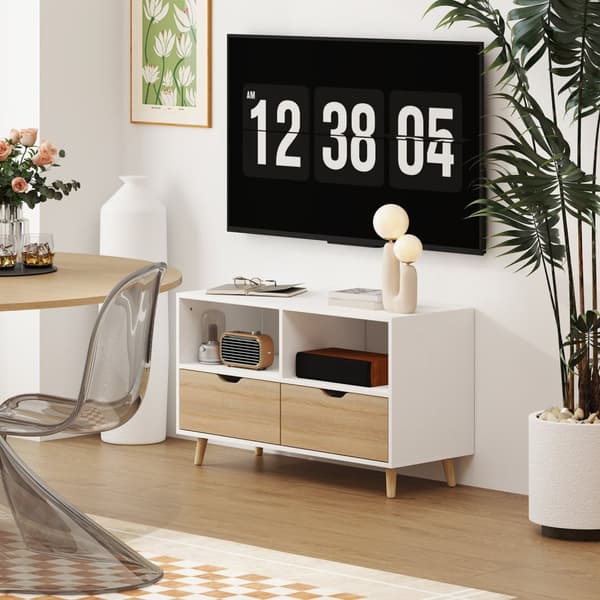Rootz TV -skåp - TV -bröstkorg - Mediekonsol - Hållbar och snygg - 99 cm x 39 cm x 58 cm - vit