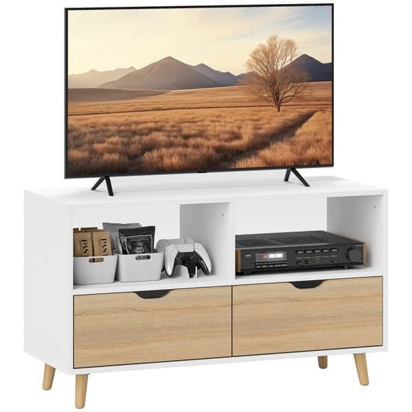 Rootz TV -skåp - TV -bröstkorg - Mediekonsol - Hållbar och snygg - 99 cm x 39 cm x 58 cm - vit