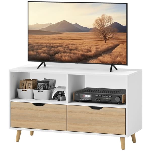 Rootz TV -skåp - TV -bröstkorg - Mediekonsol - Hållbar och snygg - 99 cm x 39 cm x 58 cm - vit