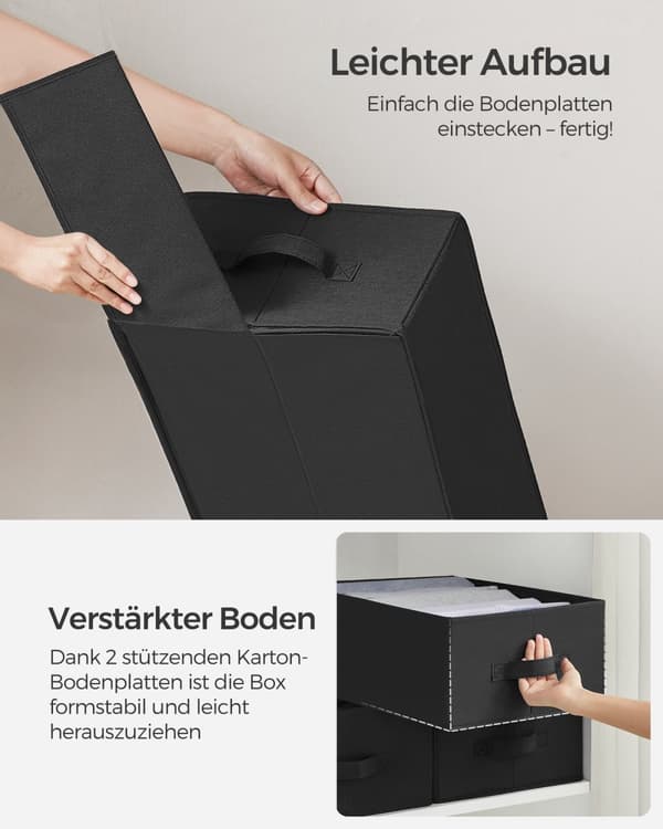Opbevaringsboks, SONGMICS Garderobes-Organizer 4er sæt, 42x30x17 cm, Klassisk sort.