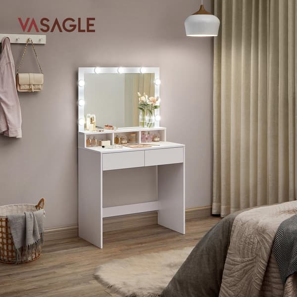 Toiletbord, VASAGLE, 80x40 cm, Hvid