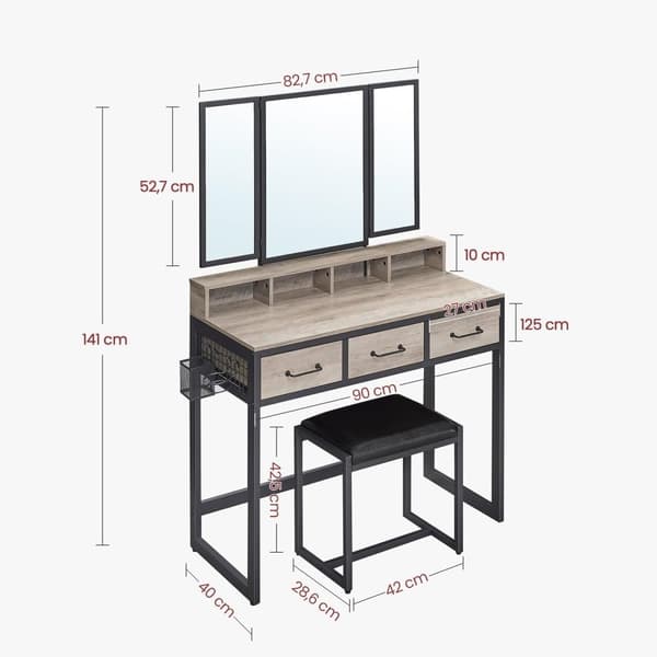 Fåfänga Bord, RVT004B01, 90x40 cm, Greige-Svart