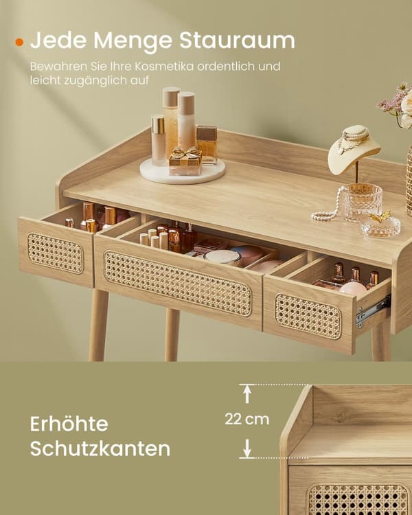 Sminkebord, SONGMICS HOME BOHOVEN, 43x90x82 cm, Eg Beige.