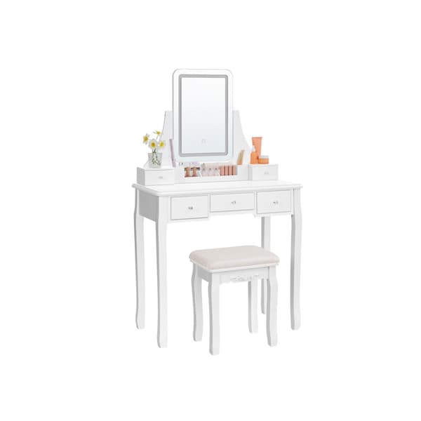Sminkbord med stol, 80 x 40 x 137,5 cm, vit