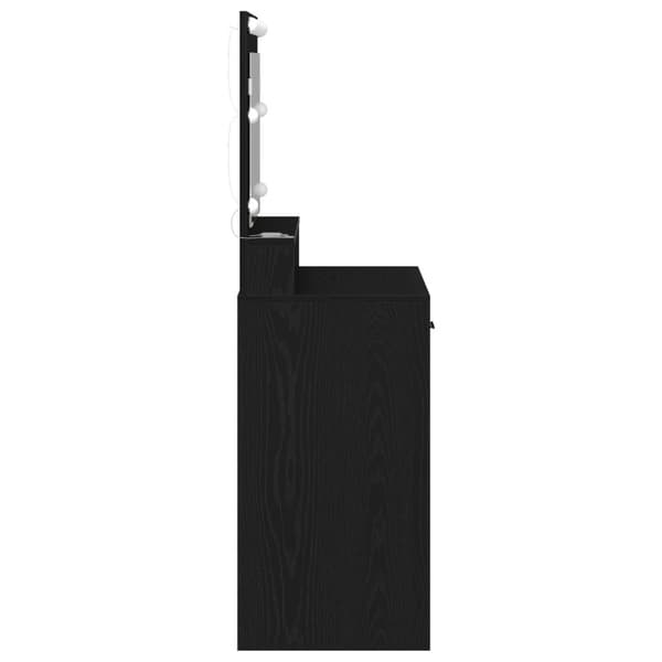 Sminkbord med LED-lampor - Svart Ek 79x41x135 cm