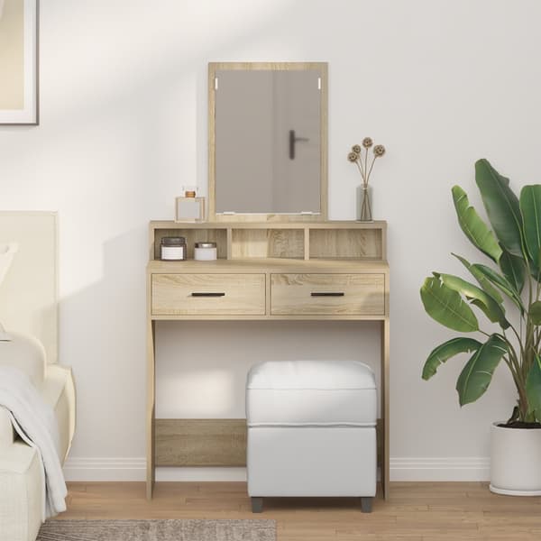 Sminkbord med lådor sonoma-ek 79x41x140 cm