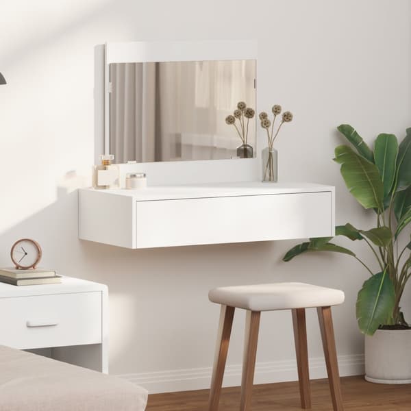 Väggmonterat sminkbord vit 83x40x70 cm