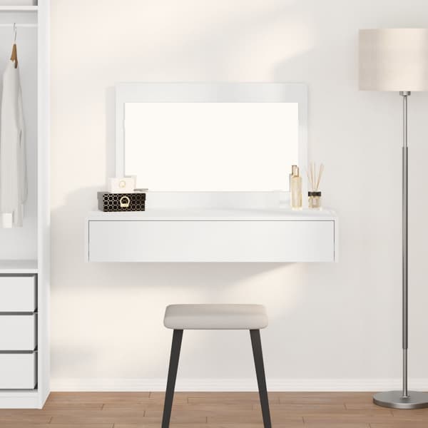 Väggmonterat sminkbord vit 100x40x70 cm