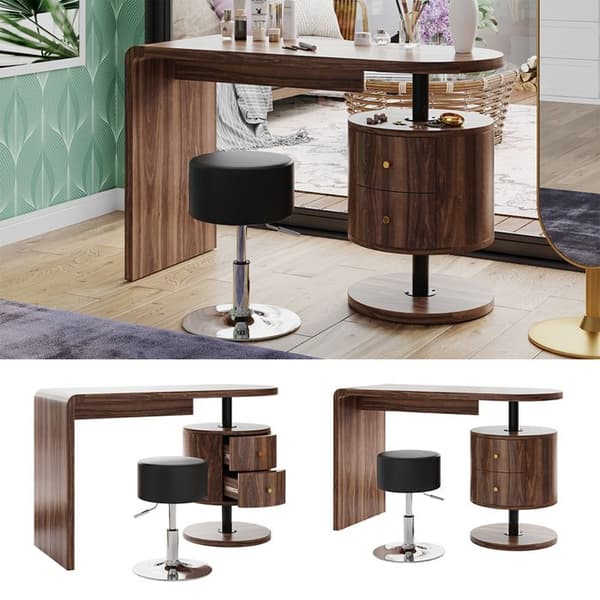 Coiffeuse Lara, 120 cm med pall, Rustik ek, Vicco