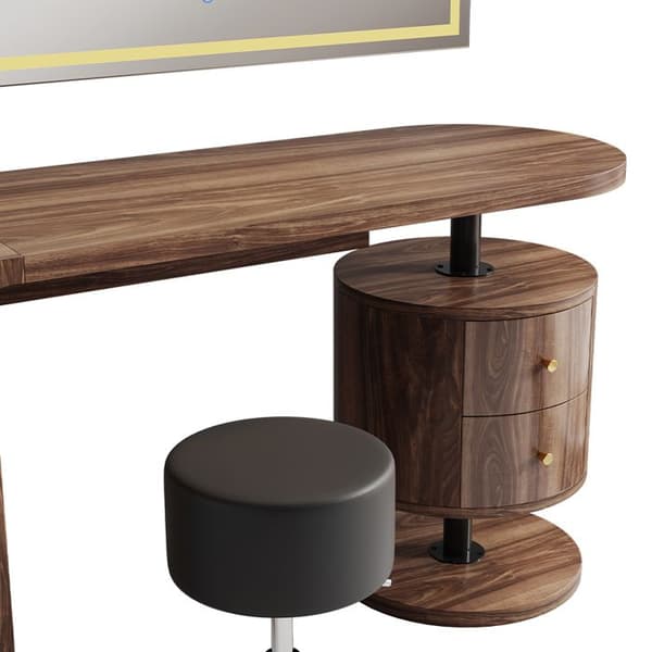 Coiffeuse Lara, 120 cm med LED-spegel och pall, Rustikt ek, Vicco