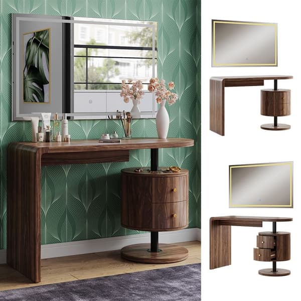 Coiffeuse Lara, 120 cm med LED-spegel, Rustik ek, Vicco