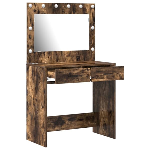 Dressing table med LED-belysning Rökt ek 78.5x41x135 cm