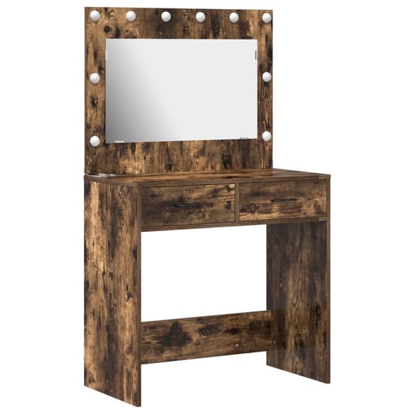 Dressing table med LED-belysning Rökt ek 78.5x41x135 cm