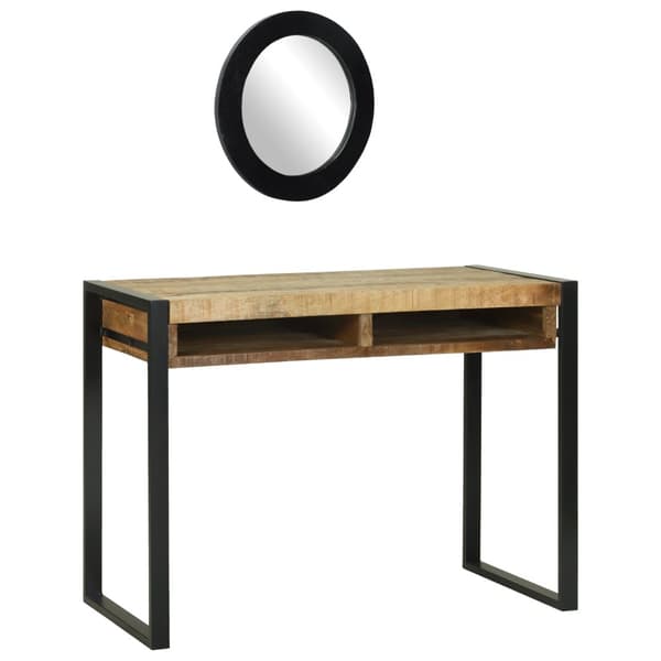 Sminkbord med Spegel 100x50x75 cm Solid Grovt Mangoträ