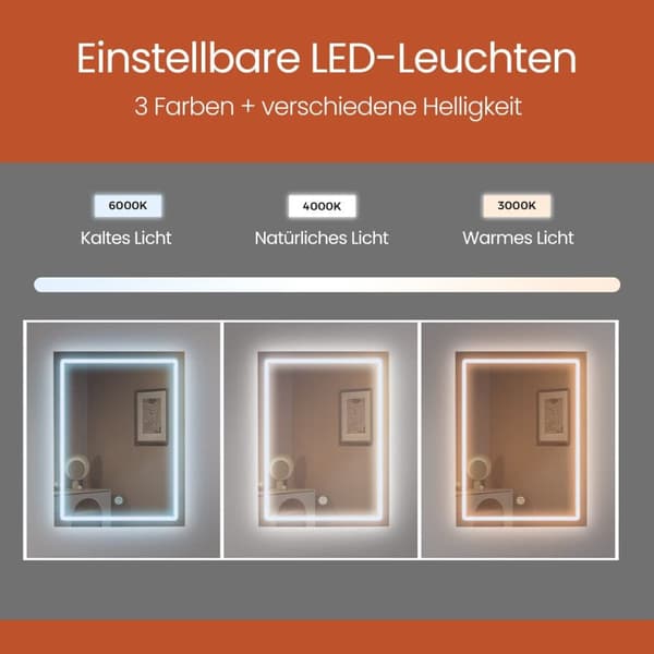 Sminkbord med LED-belysning, 40x97.5x145 cm, Molnvit
