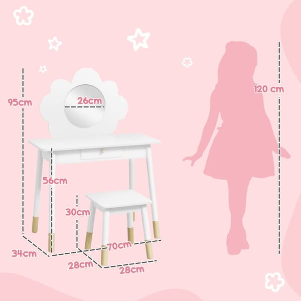 Rootz barns toalettbordsset - barn fåfänga - småbarnsmakeupstation - fantasifull lek - 70x34x95cm