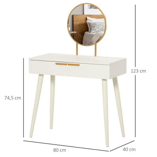 Rootz toalettbord Modern Vanity - Makeup Table - Cosmetics Table - Dålig spånskiva - 80 x 40 x 123 cm