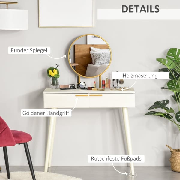 Rootz toalettbord Modern Vanity - Makeup Table - Cosmetics Table - Dålig spånskiva - 80 x 40 x 123 cm
