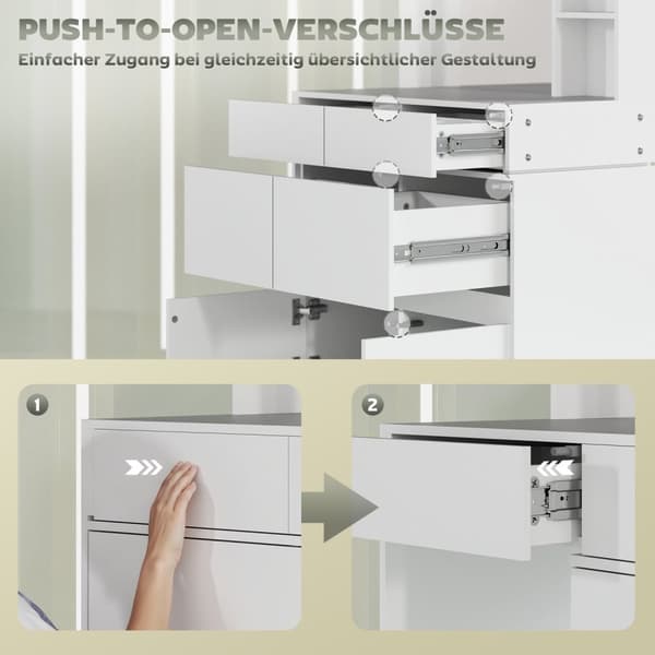 Rootz toalettbord - Make -up Vanity - Beauty Station - Stor spegel - 122,5 cm x 71,3 cm x 38,5 cm - MDF, vit - gott om lagringsutrymme