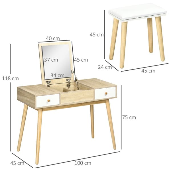 Rootz -kampaamoisarja jakkara - taitettava peili - skandinaavinen muotoilu - monipuolinen käyttö - 100 cm x 45cm x 118 cm