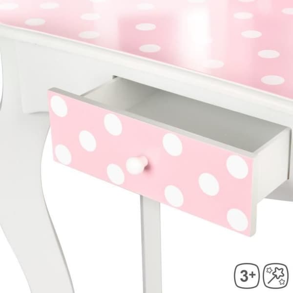 WOOMAX - Sminkbord för flickor med rosa pall 63x29x100 cm