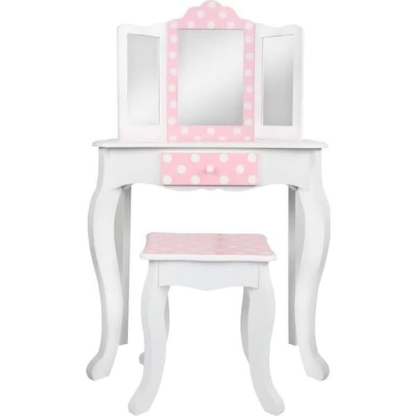 WOOMAX - Sminkbord för flickor med rosa pall 63x29x100 cm