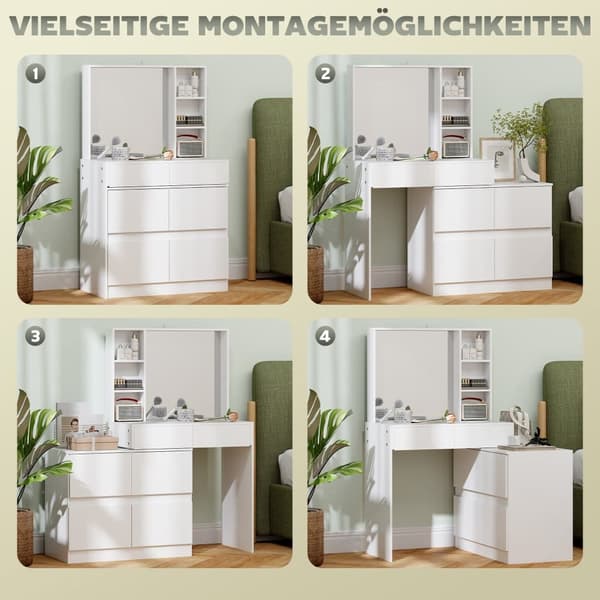 Sminkbord, 71.3x38.5x122.5 cm, Vit