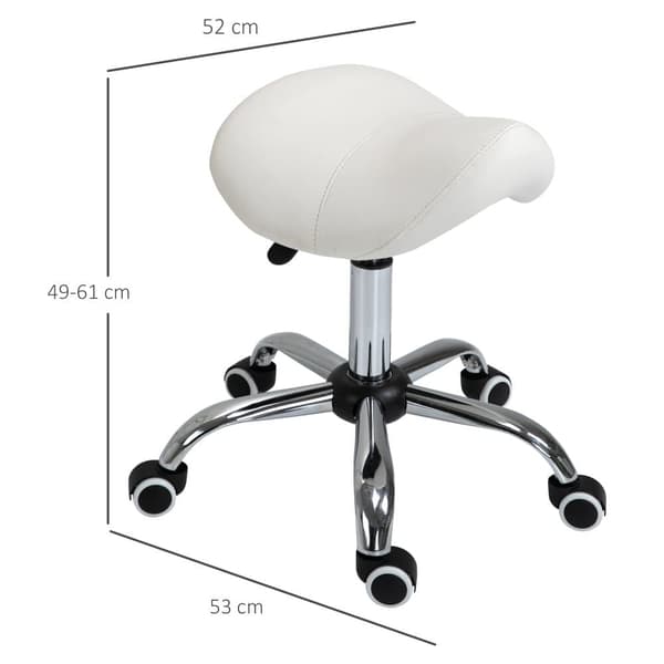Rullende Skammel, 52x53x(49-61) cm, Hvid