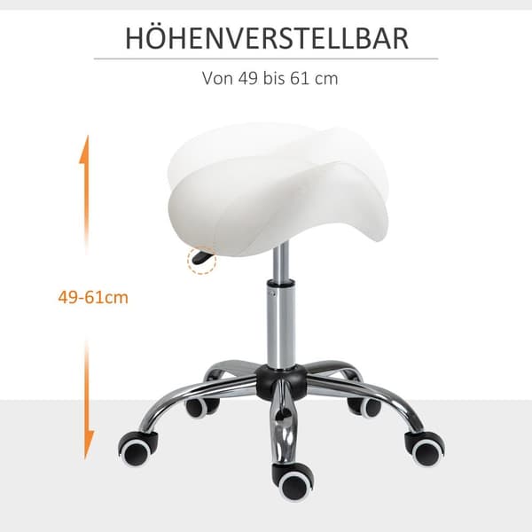 Rullende Skammel, 52x53x(49-61) cm, Hvid