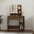 Miniatyrbild 1 av 2: Sminkbord med LED brun ek 86,5x35x136 cm