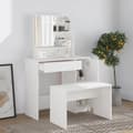 Miniatyrbild 1 av 2: Sminkbord set vit 86,5x35x136 cm