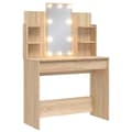 Miniatyrbild 2 av 2: Sminkbord med LED sonoma-ek 96x40x142 cm