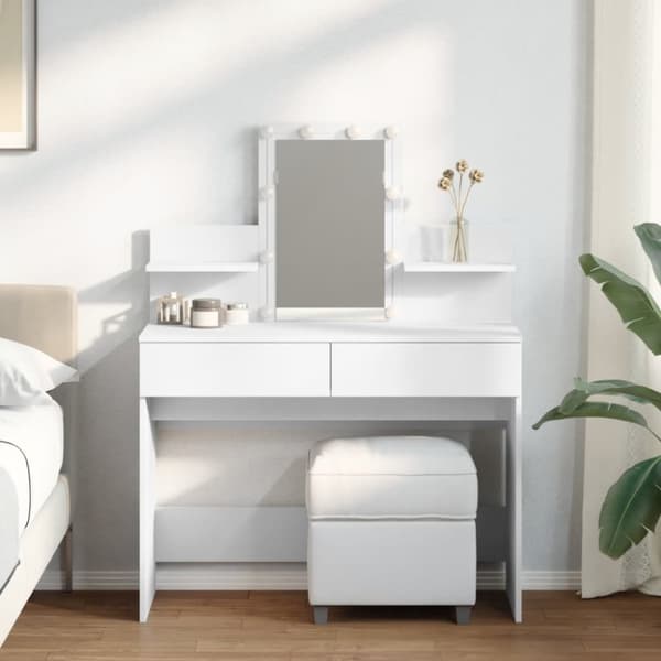 Sminkbord med LED vit 100x40x130 cm